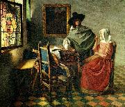 Jan Vermeer vinprovet oil painting on canvas